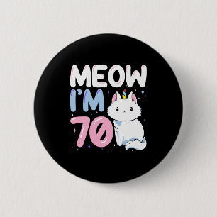 Badge Rond 5 Cm Fête des 70 ans du chat parfaite vétérinaire chato