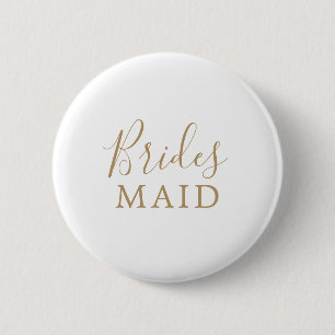 Badge Rond 5 Cm Fête des mariées minimaliste d'aide-ménagère en or