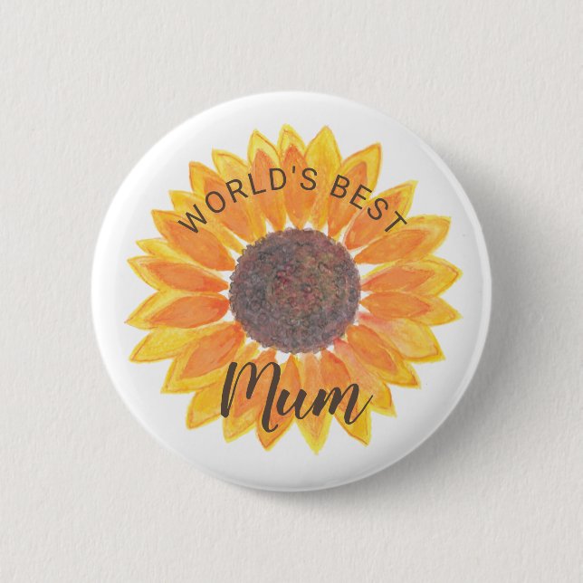 Badge Rond 5 Cm Fête des mères Sunflower World (Devant)