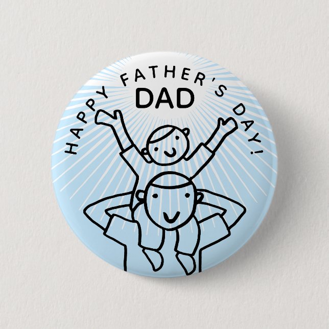 Badge Rond 5 Cm Fête des pères papa avec dessin animé pour enfant (Devant)