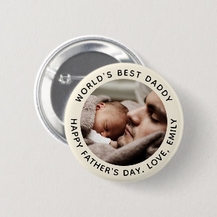 Badge Rond 5 Cm Fête des pères personnalisée Cute minimaliste phot