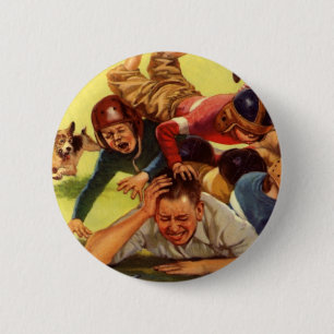 Badge Rond 5 Cm Fête des Pères vintage, enfants de football et chi