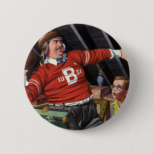 Badge Rond 5 Cm Fête des pères vintage, Sports Football papa et so