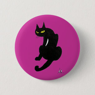 BADGE ROND 5 CM FÊTE D'HALLOWEEN CHAT NOIR
