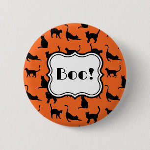 Badge Rond 5 Cm Fête d'Halloween customisée Orange Black Cats