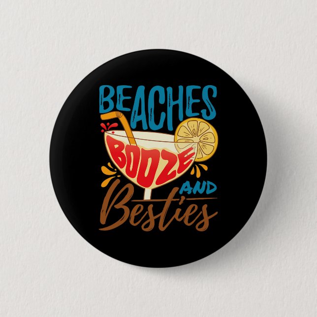 Badge Rond 5 Cm Fête d'île de Chelorette de plage - Plages Boisson (Devant)