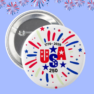 Badge Rond 5 Cm Fête du 250e anniversaire des États-Unis Feu d'art