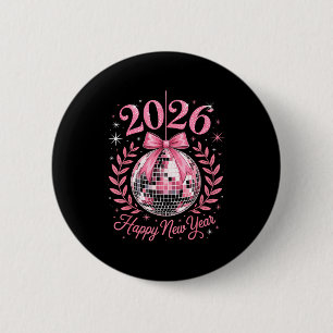 Badge Rond 5 Cm Fête du Nouvel An 2026 Ballon Drôle Famille Tapis