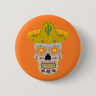 Badge Rond 5 Cm Fête mexicaine du crâne mort