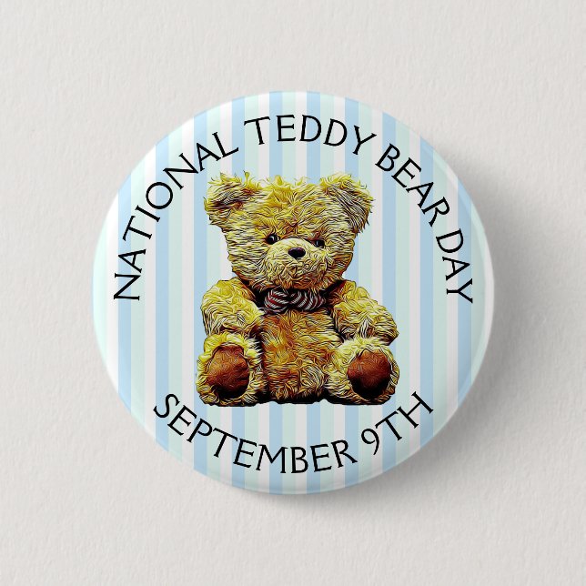 Badge Rond 5 Cm Fête nationale de l'ours en peluche 9 septembre (Devant)