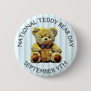 Badge Rond 5 Cm Fête nationale de l'ours en peluche 9 septembre