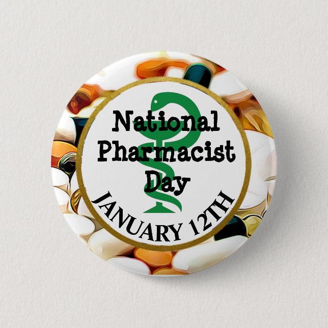 Badge Rond 5 Cm Fête nationale des pharmaciens 12 janvier (Devant)