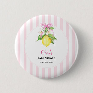 Badge Rond 5 Cm Fête prénatale Coquette Lemon Rose