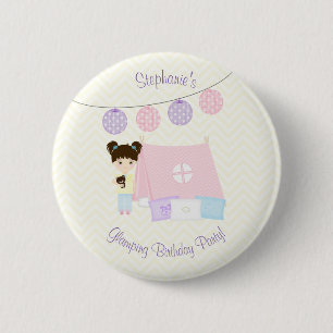 Badge Rond 5 Cm Fête pyjama de glamping