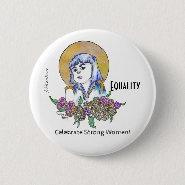 Badge Rond 5 Cm Fêter la forte pin femmes (Devant)
