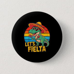 Badge Rond 5 Cm Fêtons un dino dinosaure rétro cinco de mayo