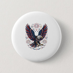 Badge Rond 5 Cm Feu d'artifice aigle chauve patriotique vecteur vi