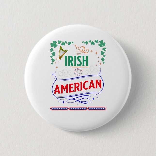 Badge Rond 5 Cm Feu d'artifice de bannières Shamrocks irlandaises (Devant)