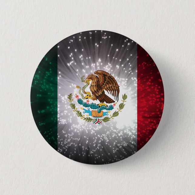 Badge Rond 5 Cm Feu d'artifice de drapeau mexicain (Devant)