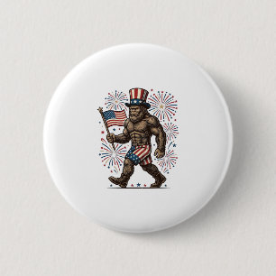 Badge Rond 5 Cm Feu d'artifice patriotique Sasquatch Gravure vinta