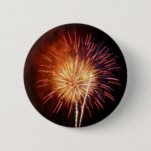 Badge Rond 5 Cm Feu d'artifice rouge, blanc et bleu I Patriotique
