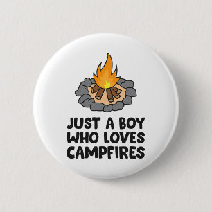 Badge Rond 5 Cm Feu de camp de camping Juste un garçon qui aime le