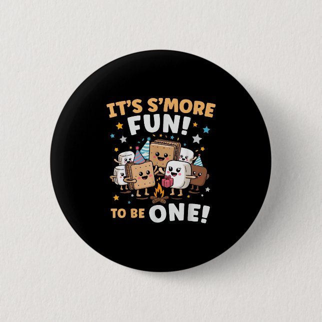 Badge Rond 5 Cm Feu de Campagne Anniversaire Marshmallow Son Plus  (Devant)