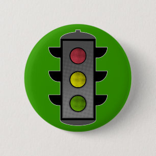 Badge Rond 5 Cm Feu de circulation Pop Art
