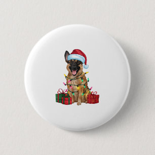 Badge Rond 5 Cm Feu de Noël Santa Hat Chien belge Malinois Chris