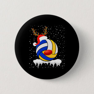 Badge Rond 5 Cm Feu de Noël Volley-ball Santa Hat Reindeer Xmas