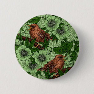 Badge Rond 5 Cm Feu et hellebore, vert clair
