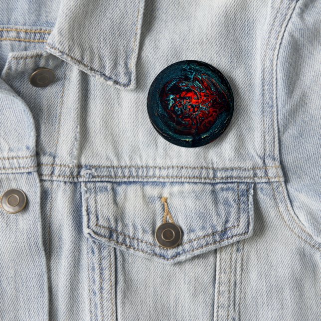 Badge Rond 5 Cm Feu rouge d'enfer océanique (En situation)