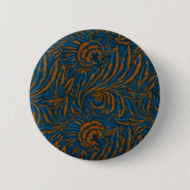 Badge Rond 5 Cm Feuille botanique d'acanthe de style sarcelle Will (Devant)