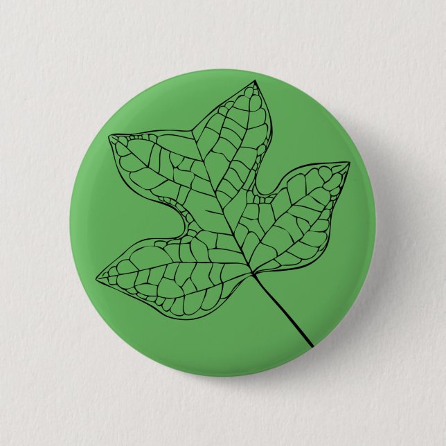 Badge Rond 5 Cm Feuille d'arbre de tulipe illustrée (Devant)