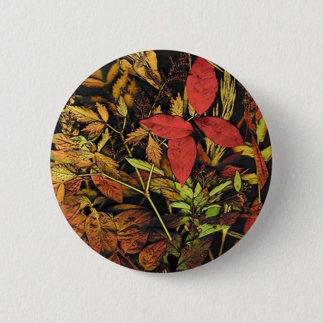 Badge Rond 5 Cm Feuille d'automne (Devant)