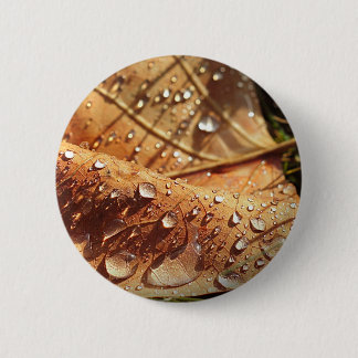 Badge Rond 5 Cm Feuille d'automne humide - Bouton
