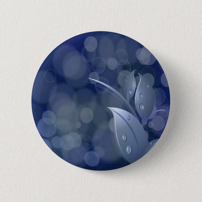 Badge Rond 5 Cm Feuille de Blue Bokeh (Devant)