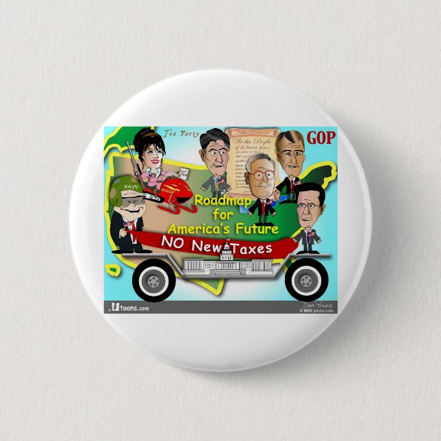 Badge Rond 5 Cm Feuille de route pour l'Amérique (Devant)