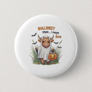 Badge Rond 5 Cm Feuille de taule rétro Halloween Vache fantôme Moo
