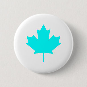 Badge Rond 5 Cm Feuille d'érable CyanTransp les cadeaux de Zazzle