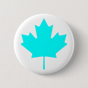 Badge Rond 5 Cm Feuille d'érable CyanTransp les cadeaux de Zazzle