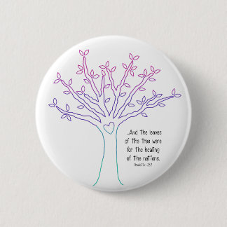 Badge Rond 5 Cm Feuille du bouton d'arbre