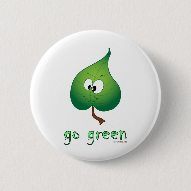 Badge Rond 5 Cm Feuille verte (Devant)