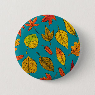 Badge Rond 5 Cm Feuilles d'automne