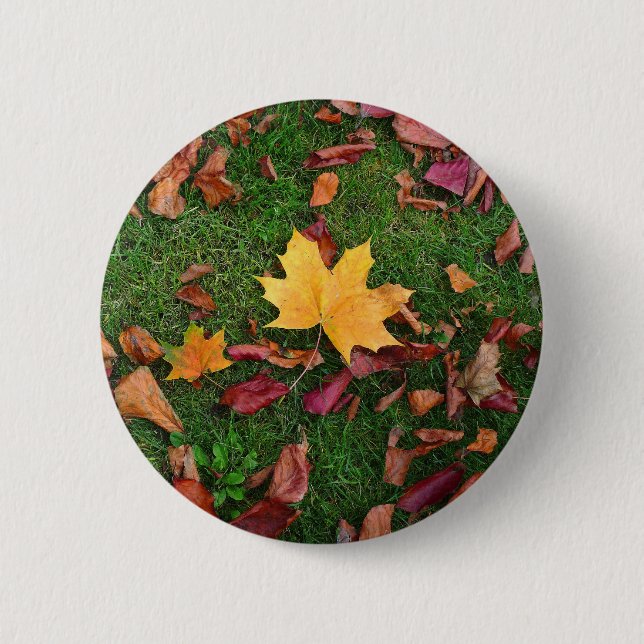 Badge Rond 5 Cm Feuilles d'automne (Devant)