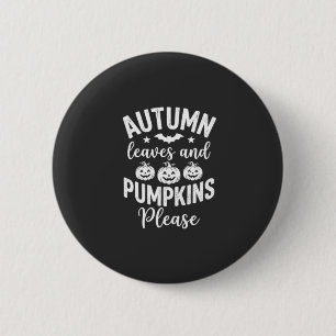 Badge Rond 5 Cm Feuilles d'automne et citrouilles s'il vous plaît_