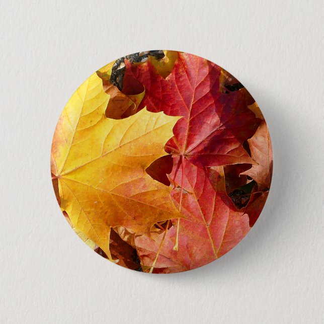 Badge Rond 5 Cm Feuilles d'automne - Etonnant! (Devant)