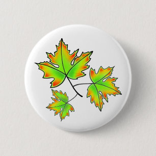 Badge Rond 5 Cm Feuilles d'automne rouge vert orange feuilles