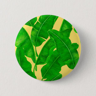 Badge Rond 5 Cm Feuilles de bananes