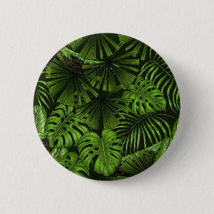Badge Rond 5 Cm Feuilles de la jungle